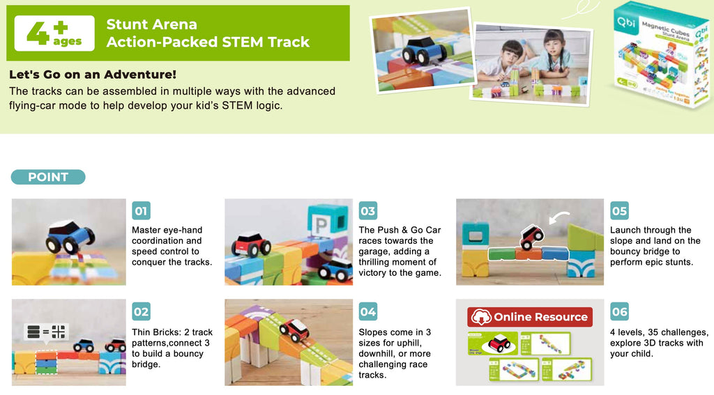 Qbi Magnetic Cubes – Stunt Arena: Action-Packed STEM Track