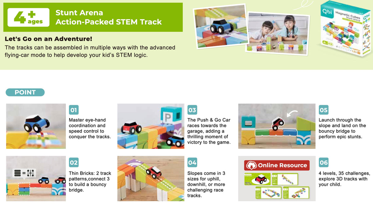 Qbi Magnetic Cubes – Stunt Arena: Action-Packed STEM Track